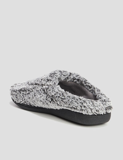 Chaussons bout rond fourrés gris homme