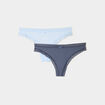 Lot 2 tangas bandes dentelle bleu ciel femme