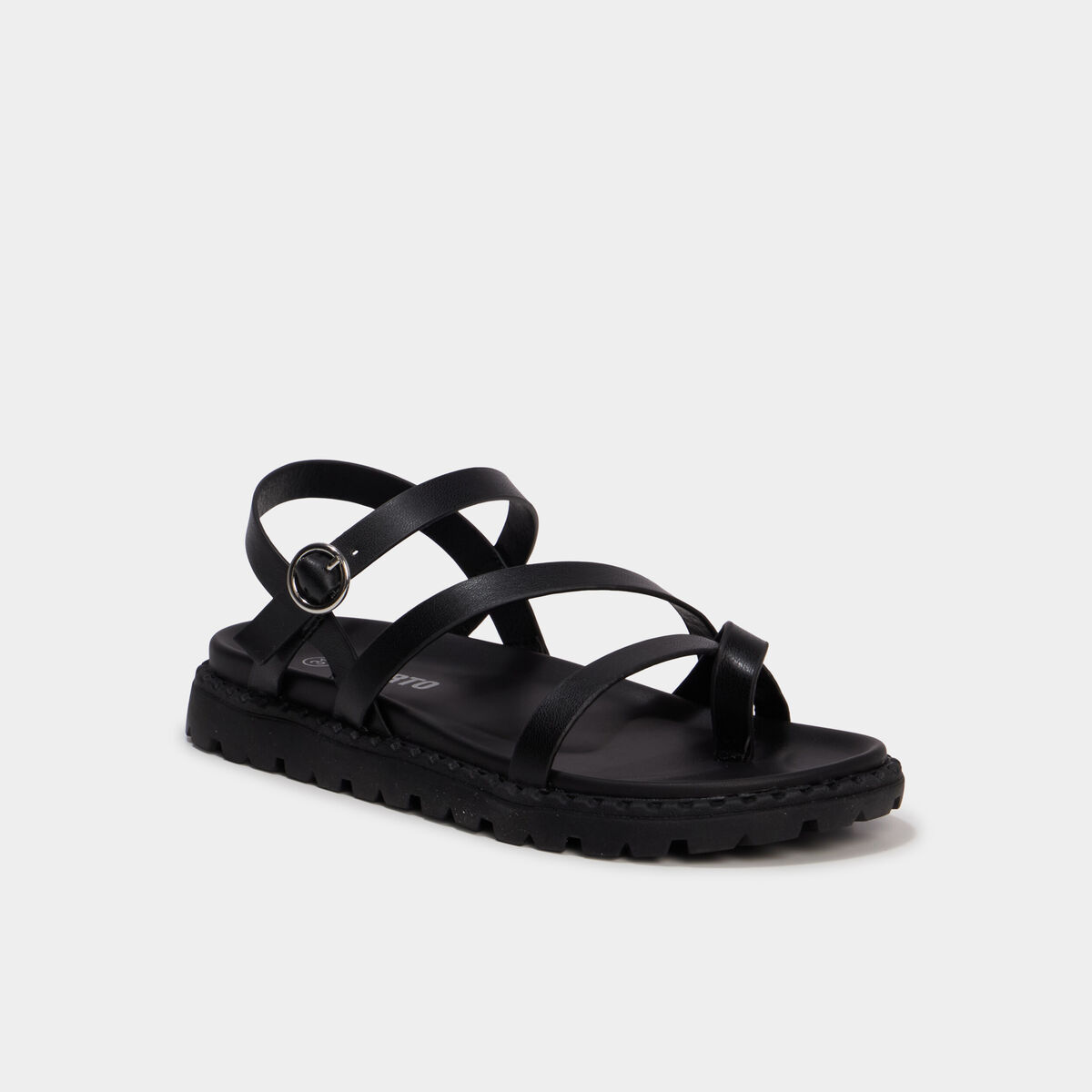 Sandales semelles &eacute;paisses noir fille