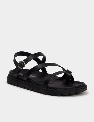 Sandales semelles &eacute;paisses noir fille