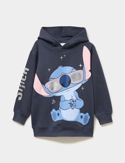 Sweat hoodie oversize Stitch gris fonc&eacute; fille