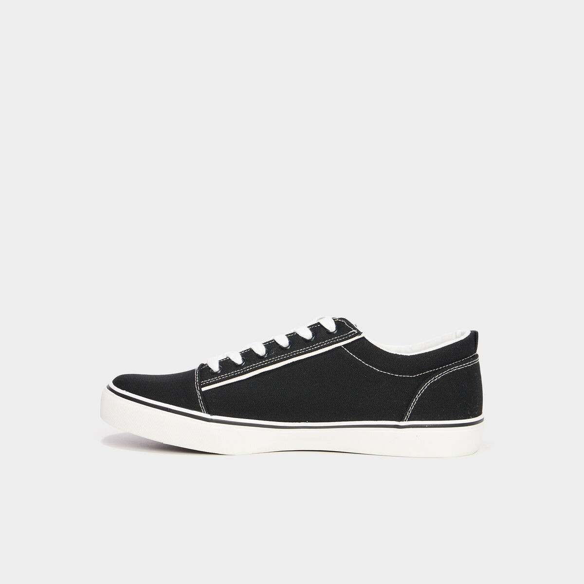 Tennis basses en toile &agrave; lacets noir homme