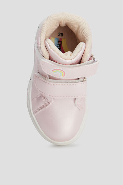 Baskets montantes à scratchs Creeks rose bébé fille