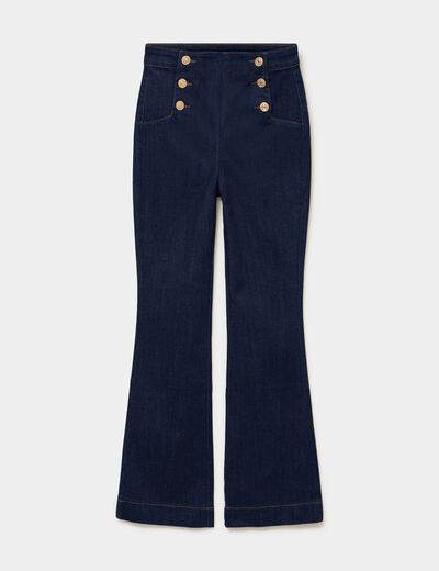 Jean flare &agrave; pont denim brut femme