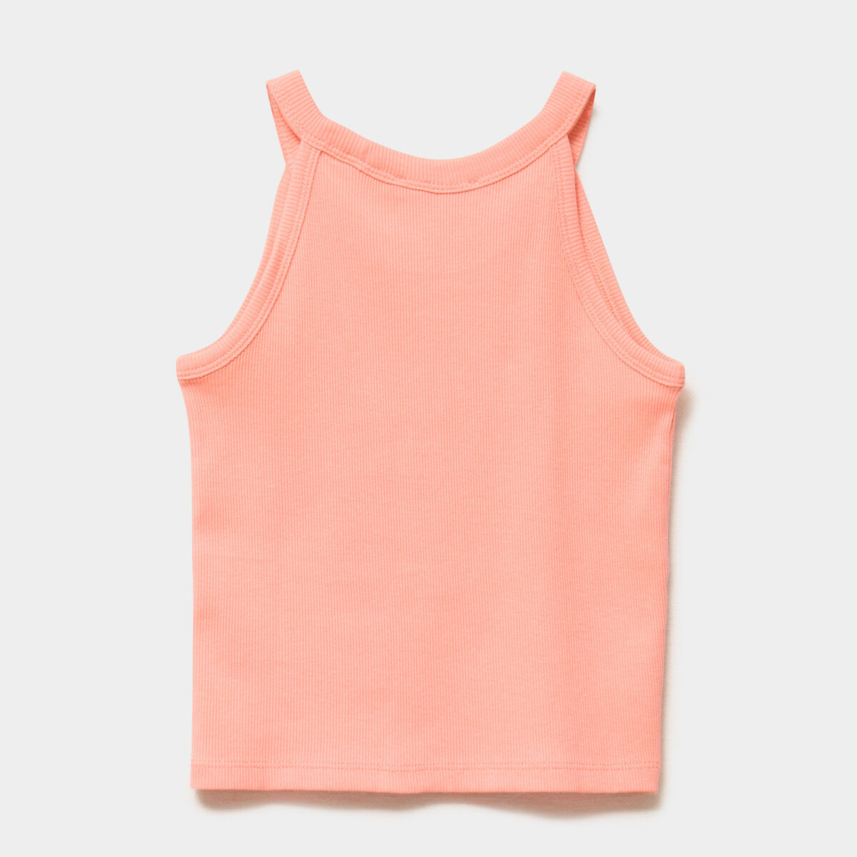 D&eacute;bardeur c&ocirc;tel&eacute; col rond coton orange corail fille