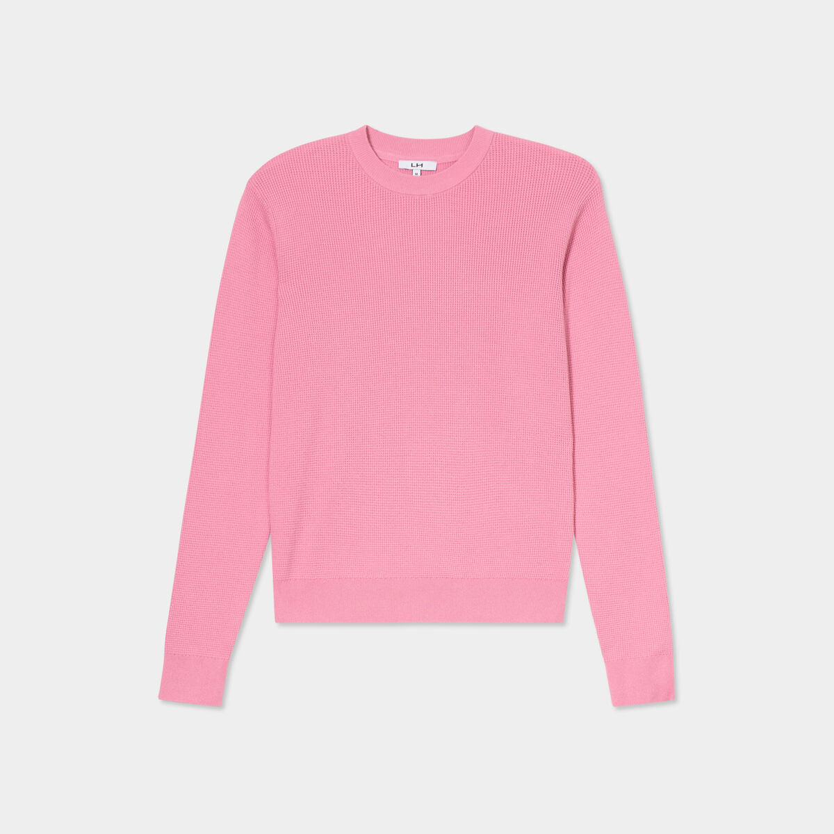 Pull en maille textur&eacute;e col rond rose homme