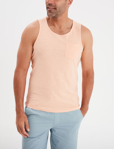 Débardeur droit 1 poche coton Creeks rose homme