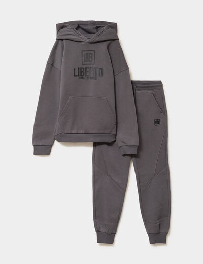 Ensemble de jogging sweat et pantalon gris fonc&eacute; gar&ccedil;on