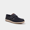 Chaussures bateau en cuir &agrave; scratch bleu homme