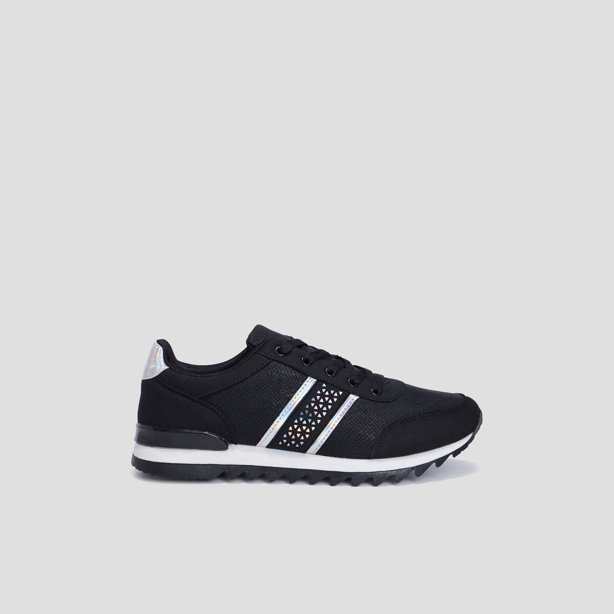 Runnings crantées à lacets noir femme