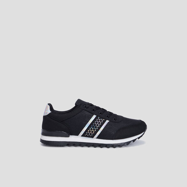 runnings crantees a lacets noir femme Runnings crantées à lacets noir femme