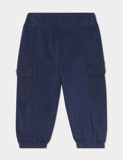 Pantalon battle taille élastiquée coton bleu marine bébé garçon