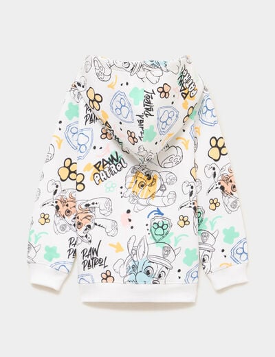 Sweat zipp&eacute; &agrave; capuche Pat Patrouille blanc gar&ccedil;on