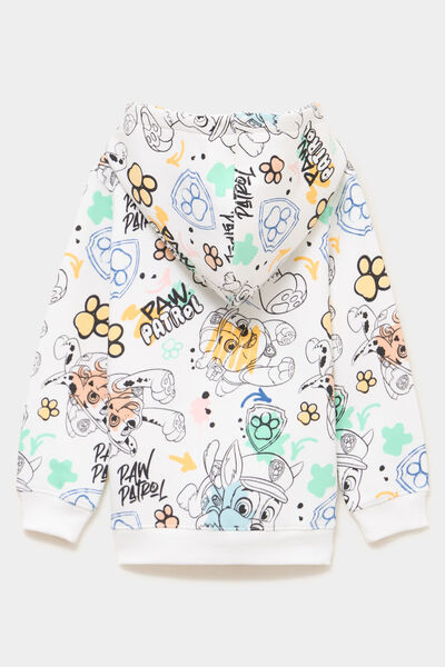 Sweat zipp&eacute; &agrave; capuche Pat Patrouille blanc gar&ccedil;on