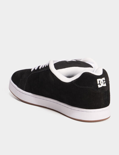 Tennis basses en cuir &agrave; lacets noir homme
