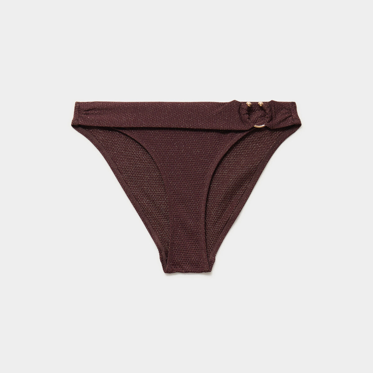 Bas de maillot de bain anneau marron femme