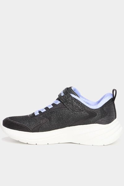Baskets running &agrave; scratchs Skechers Wave noir fille