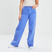 Pantalon wide leg taille haute bleu electrique femme