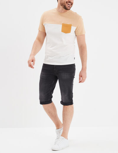 Bermuda regular en jean denim noir homme