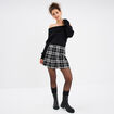 Pull cintré col bateau manches longues noir femme
