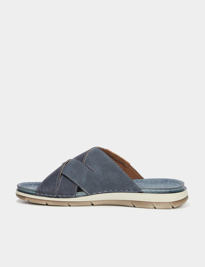 Mules brides croisées bleu homme