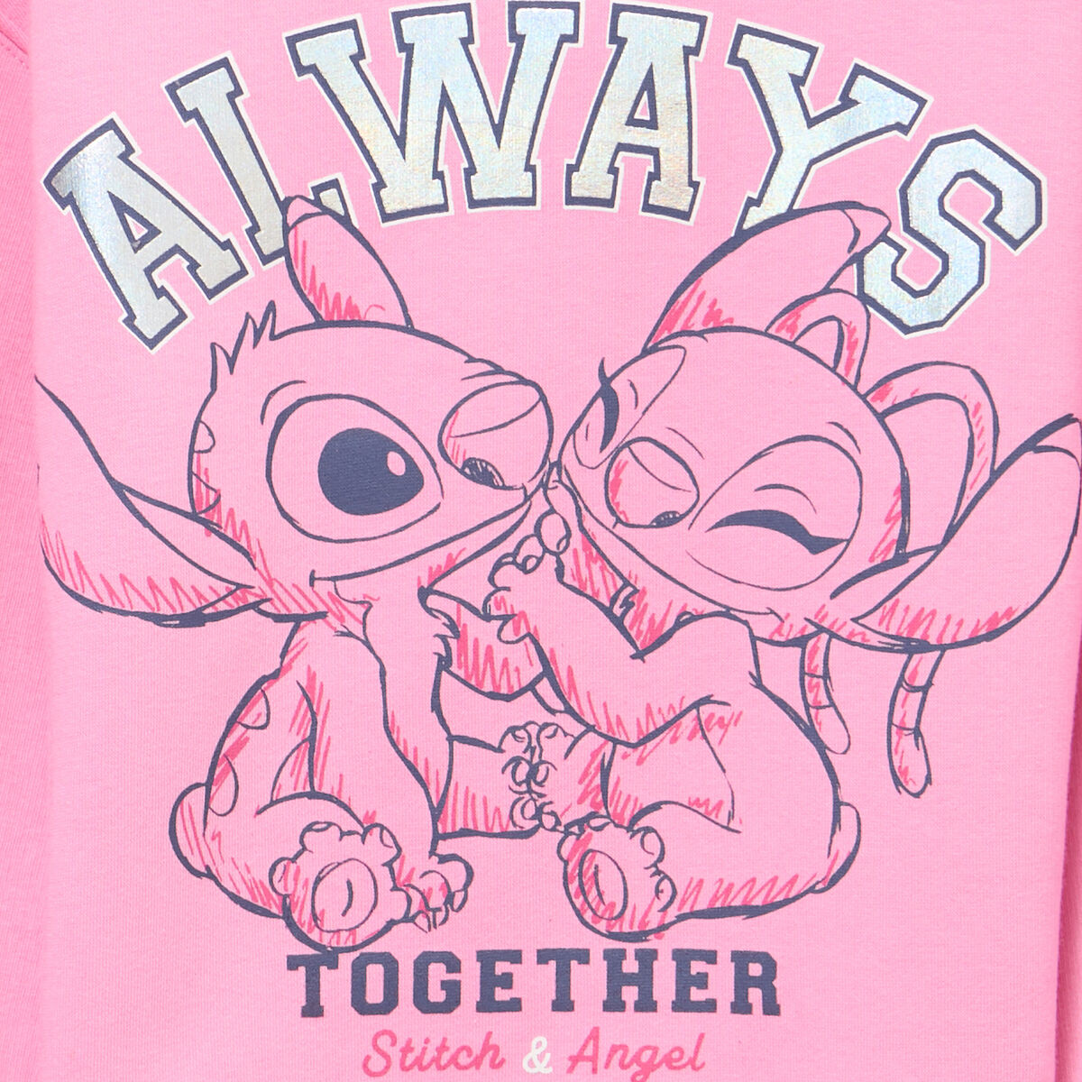 Sweat col rond manches longues Stitch rose fille