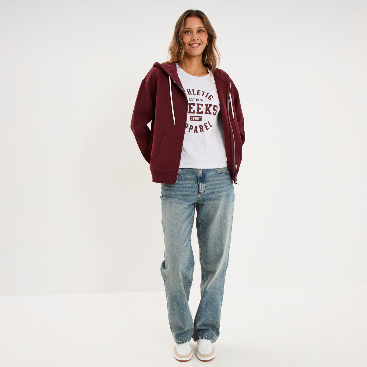 Sweat zipp&eacute; &agrave; capuche violet fonc&eacute; femme