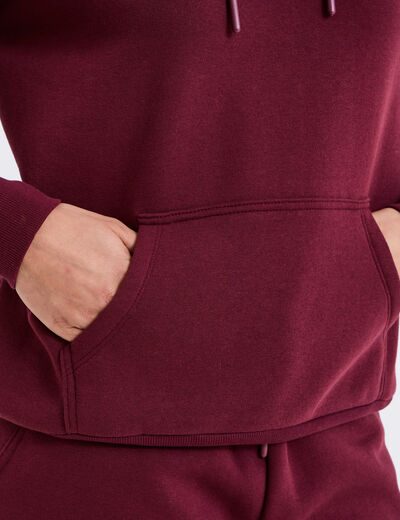 Sweat hoodie molleton à capuche bordeaux femme