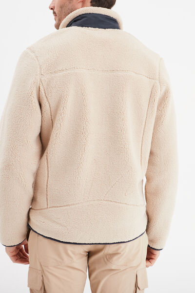 Veste effet sherpa zipp&eacute;e 3 poches beige homme