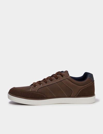Tennis basses &agrave; lacets marron homme