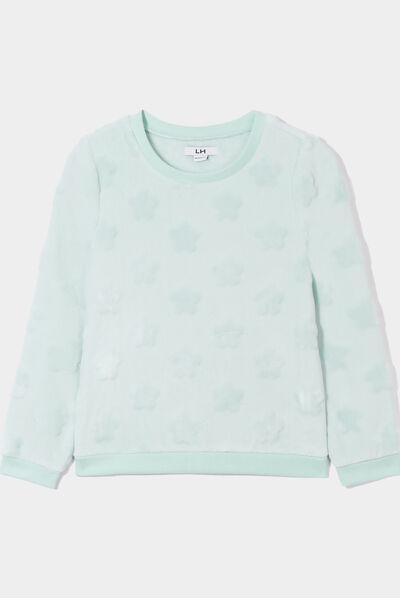 Sweat doux manches longues bleu gris fille