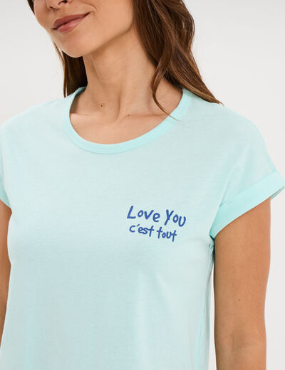 Ensemble pyjama short et t-shirt ecru femme