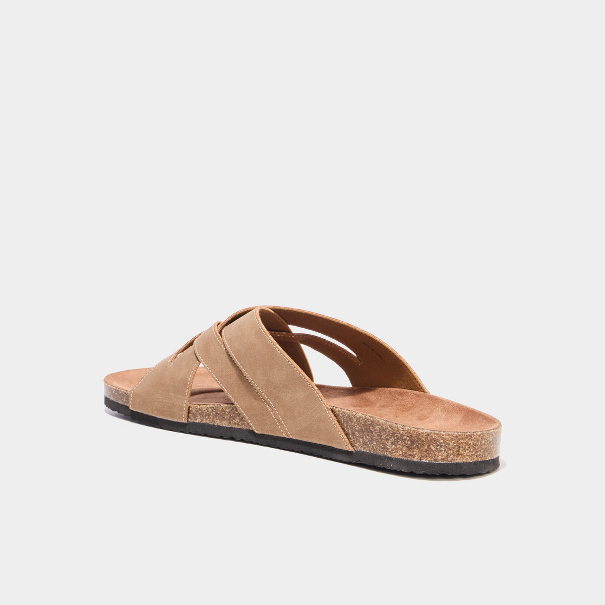 Mules brides crois&eacute;es sable homme