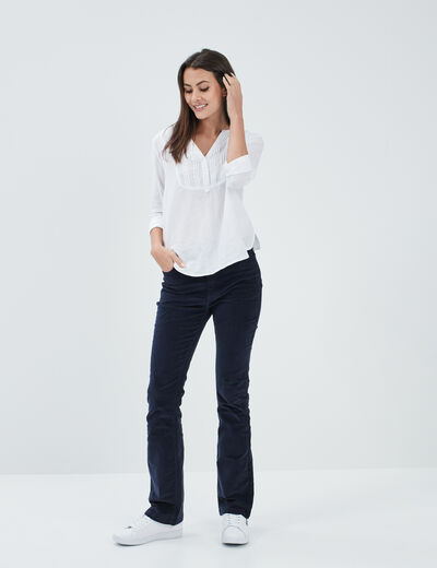 Blouse plastron manches 3/4 Creeks ivoire femme