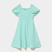Robe smock&eacute;e manches courtes &eacute;vas&eacute;e vert clair fille