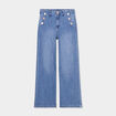 Jean flare cropped taille haute &agrave; pont denim triple stone femme