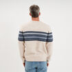 Pull jacquard col rond manches longues beige homme