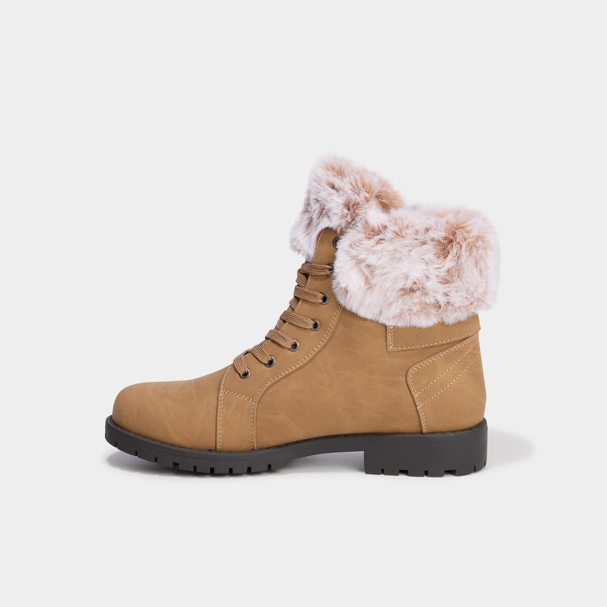 Boots col fausse fourrure sable femme