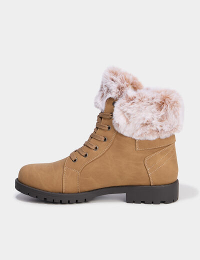 Boots col fausse fourrure sable femme