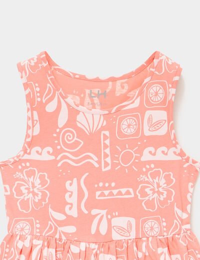 Robe patineuse sans manches coton orange fille