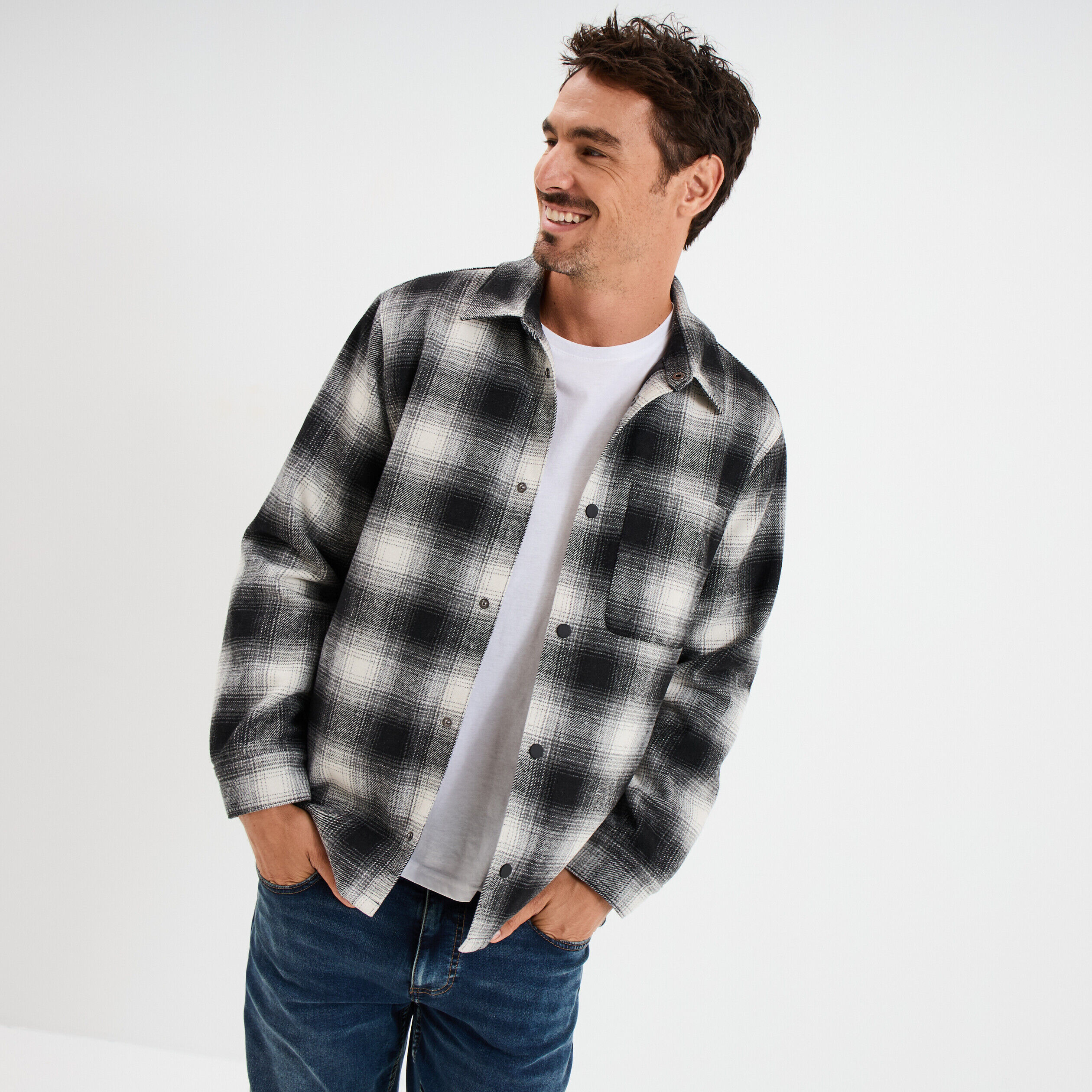 Surchemise 1 poche manches longues gris foncé homme CREEKS