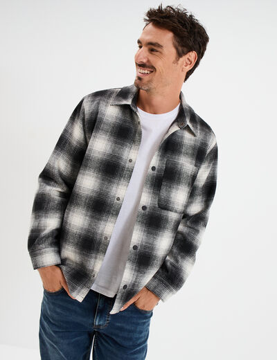 Surchemise 1 poche manches longues gris fonc&eacute; homme