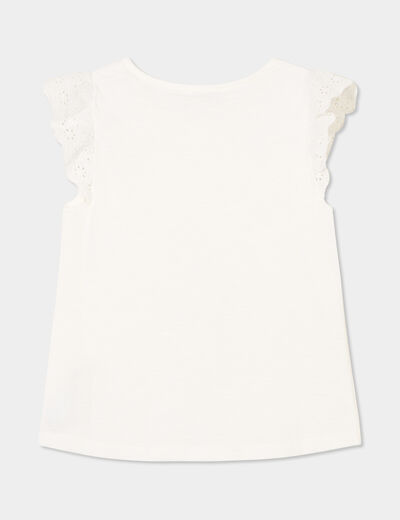 T-shirt manches broderie anglaise ivoire fille