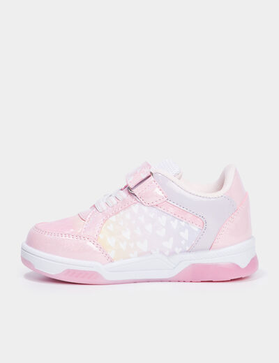 Tennis basses lumineuses pailletées Gaby rose fille