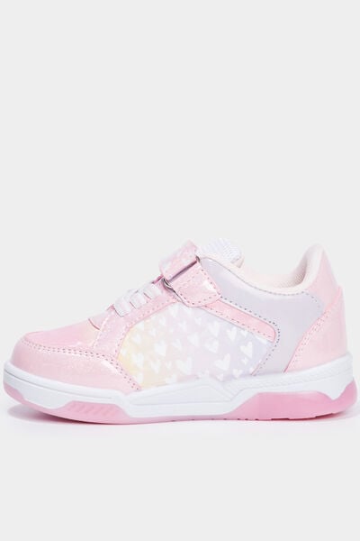 Tennis basses lumineuses paillet&eacute;es Gaby rose fille