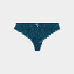 Tanga en dentelle vert canard femme