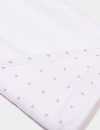 Ensemble cape de bain lingettes coton blanc bébé