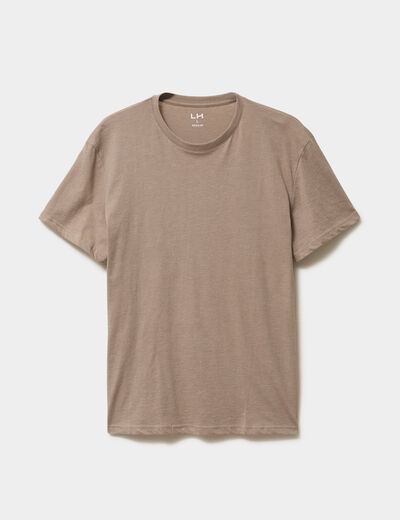 T-shirt droit en coton manches courtes taupe homme