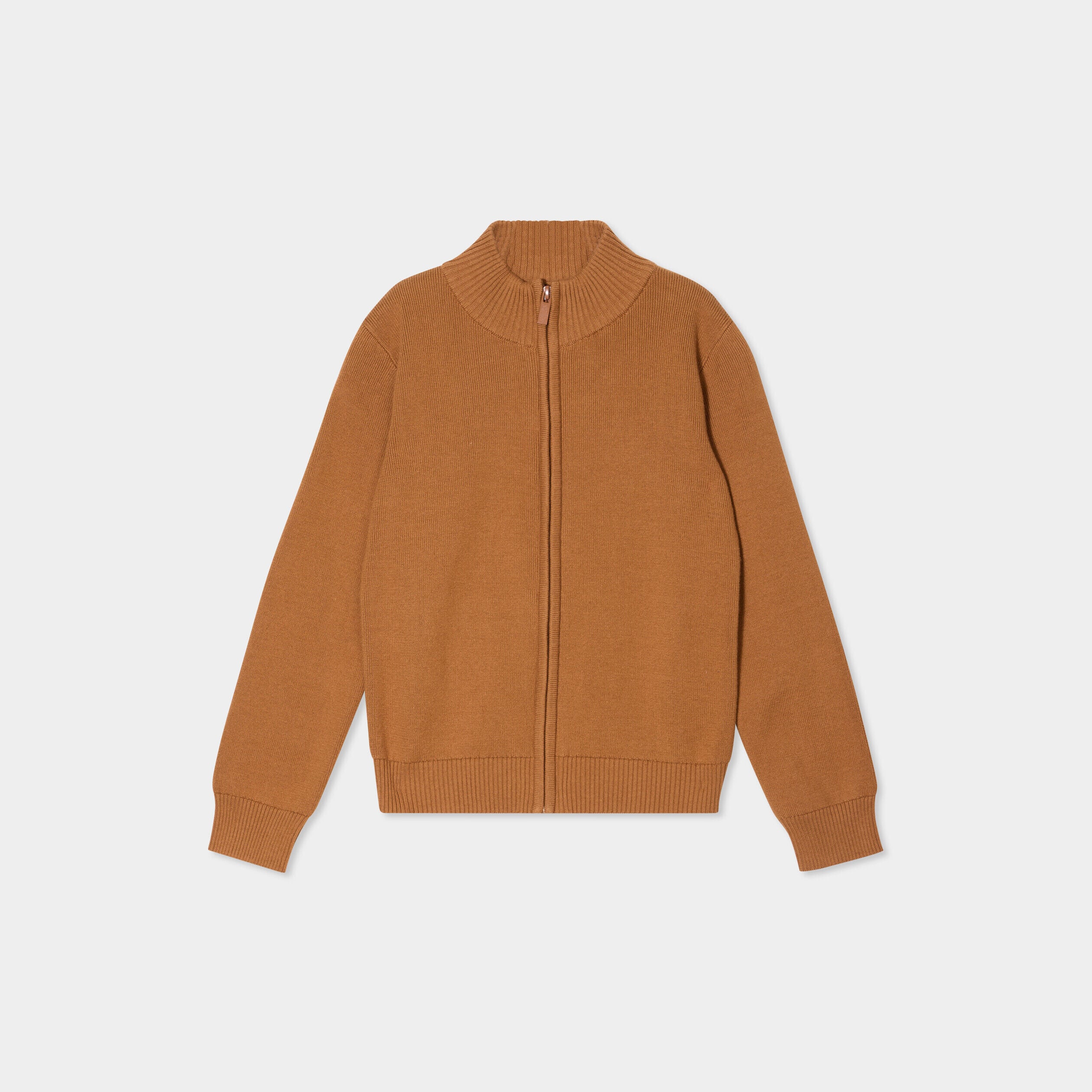 Gilet zippé col montant coton camel garçon LH