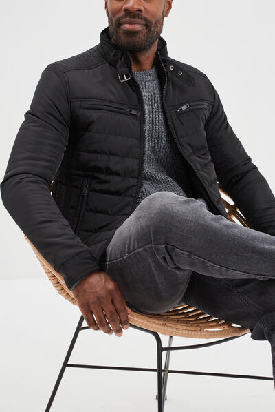 Blouson droite zippée noir homme